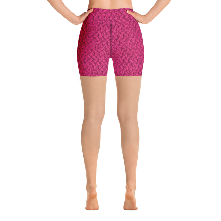 Magenta Lattice Knit Yoga Shorts