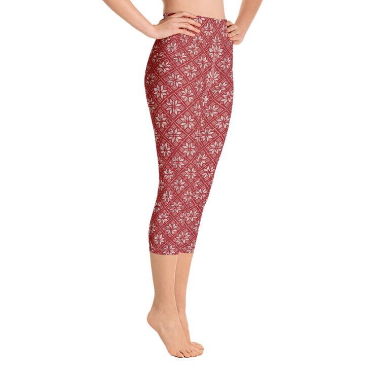 Scarlet Snowflake Capri Yoga Pants