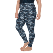 Blue Camo Pixel Plus Size Leggings