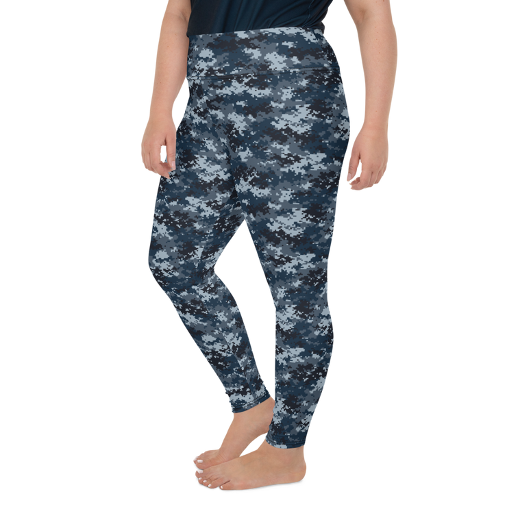 Blue Camo Pixel Plus Size Leggings