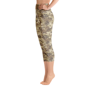 Brown Camo Pixel Capri Yoga Pants