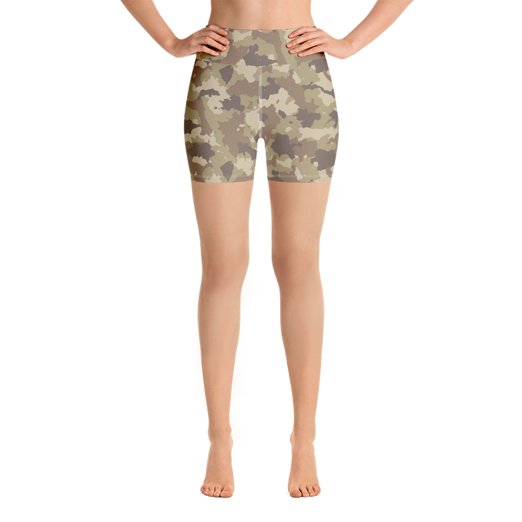 Brown Camo Yoga Shorts