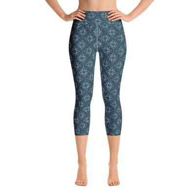 Navy Snowflake Capri Yoga Pants