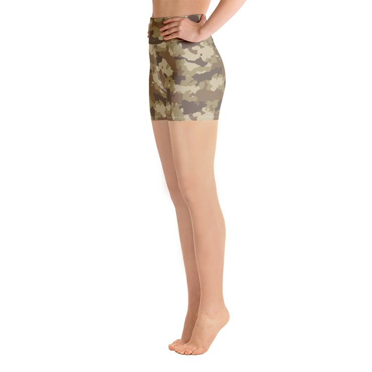 Brown Camo Yoga Shorts