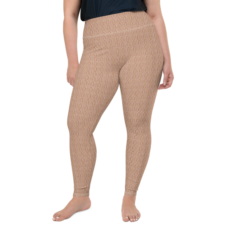 Peach Cable Knit Plus Size Leggings