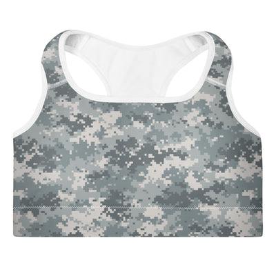 Grey Camo Pixel Sports Bra