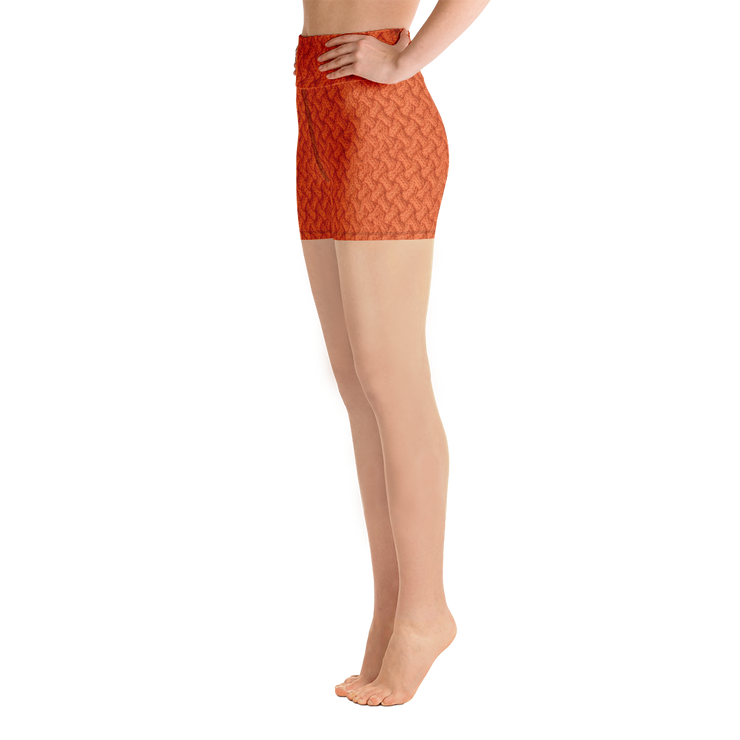 Orange Lattice Knit Yoga Shorts