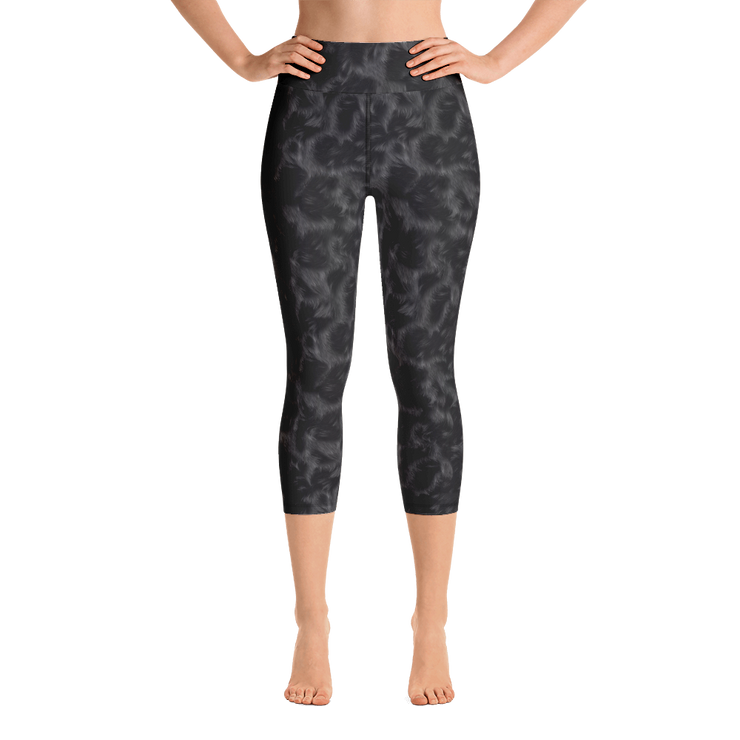 Black Fur Capri Yoga Pants