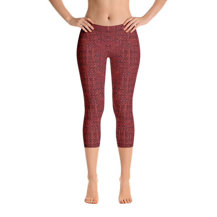 Red Bouclé Capri Leggings