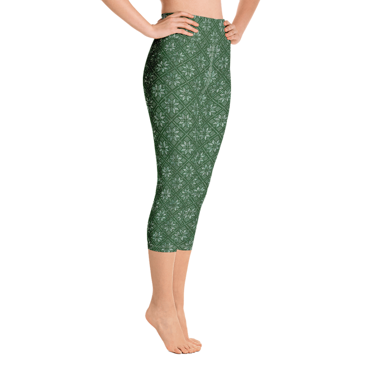 Forest Snowflake Capri Yoga Pants