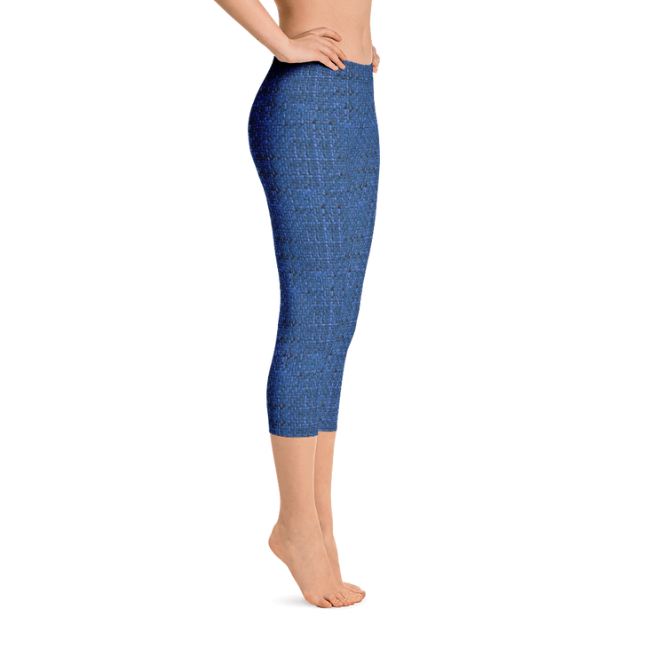 Blue Bouclé Capri Leggings