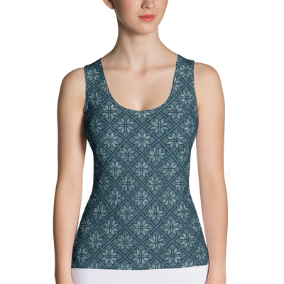 Navy Snowflake Dip Hem Tank Top