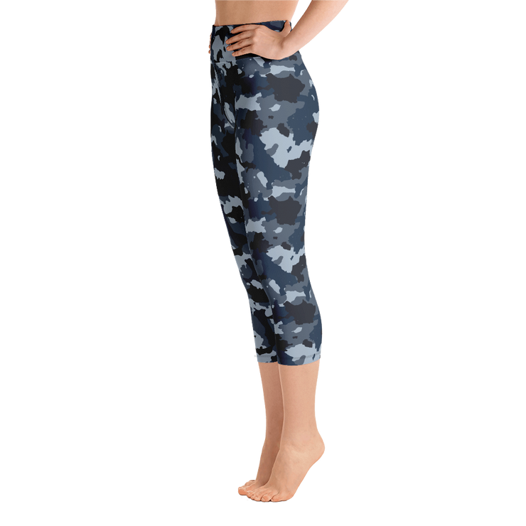 Blue Camo Capri Yoga Pants