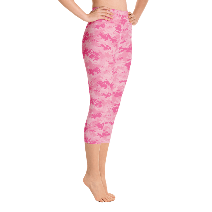 Pink Camo Pixel Capri Yoga Pants