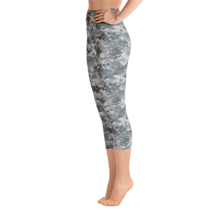 Grey Camo Pixel Capri Yoga Pants