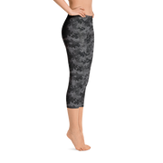 Black Camo Pixel Capri Leggings