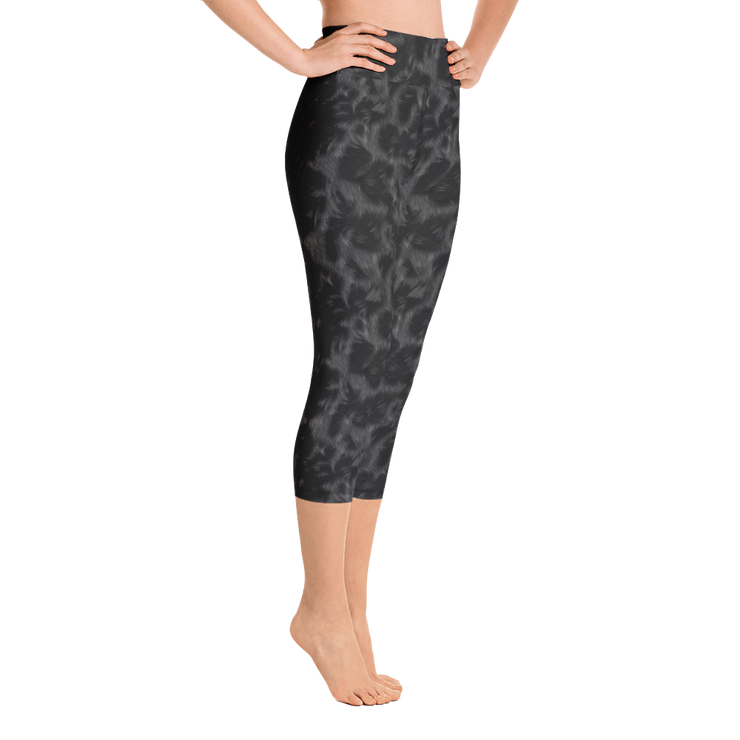 Black Fur Capri Yoga Pants