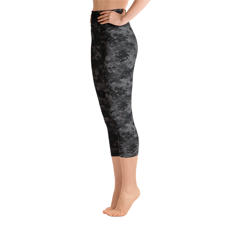 Black Camo Pixel Capri Yoga Pants