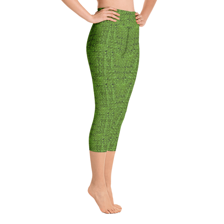 Green Bouclé Capri Yoga Pants