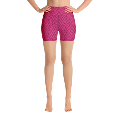 Magenta Lattice Knit Yoga Shorts
