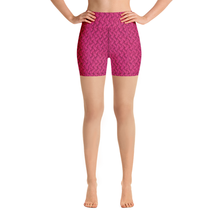 Magenta Lattice Knit Yoga Shorts