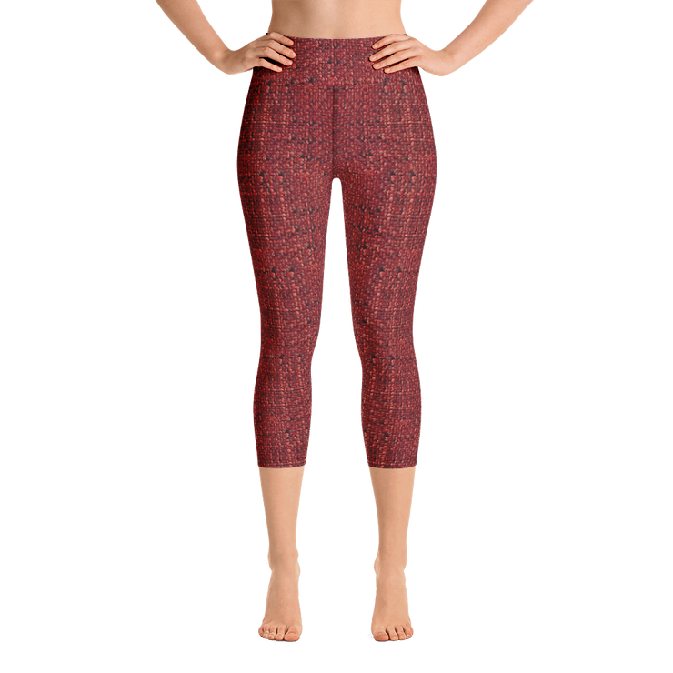 Red Bouclé Capri Yoga Pants