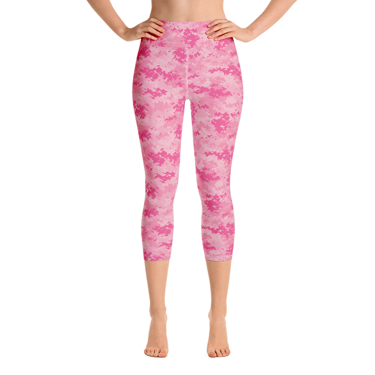 Pink Camo Pixel Capri Yoga Pants