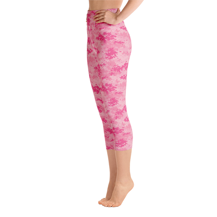 Pink Camo Pixel Capri Yoga Pants