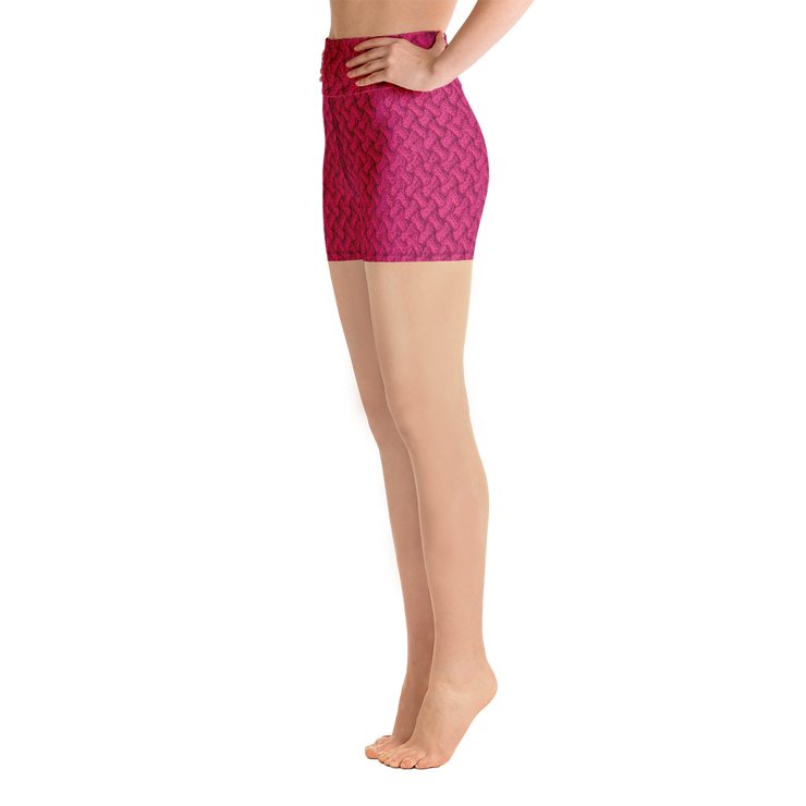 Magenta Lattice Knit Yoga Shorts