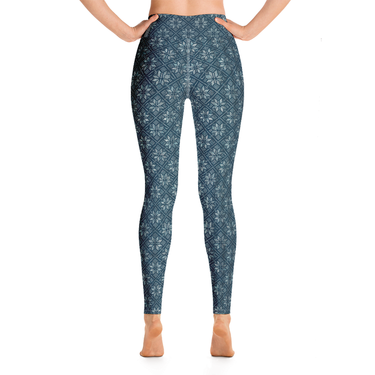 Navy Snowflake Yoga Pants