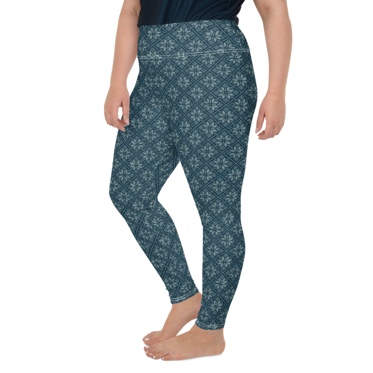 Navy Snowflake Plus Size Leggings