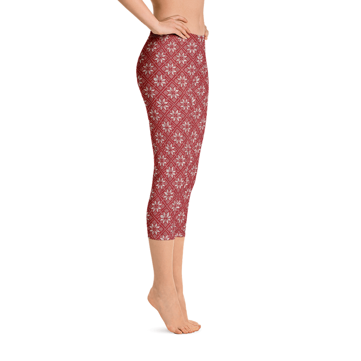 Scarlet Snowflake Capri Leggings