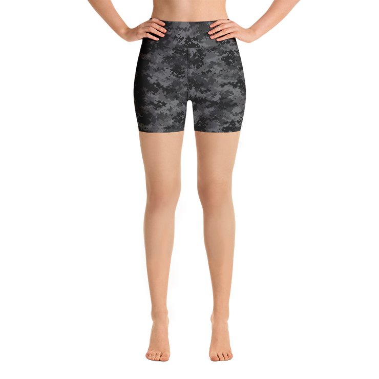 Black Camo Pixel Yoga Shorts