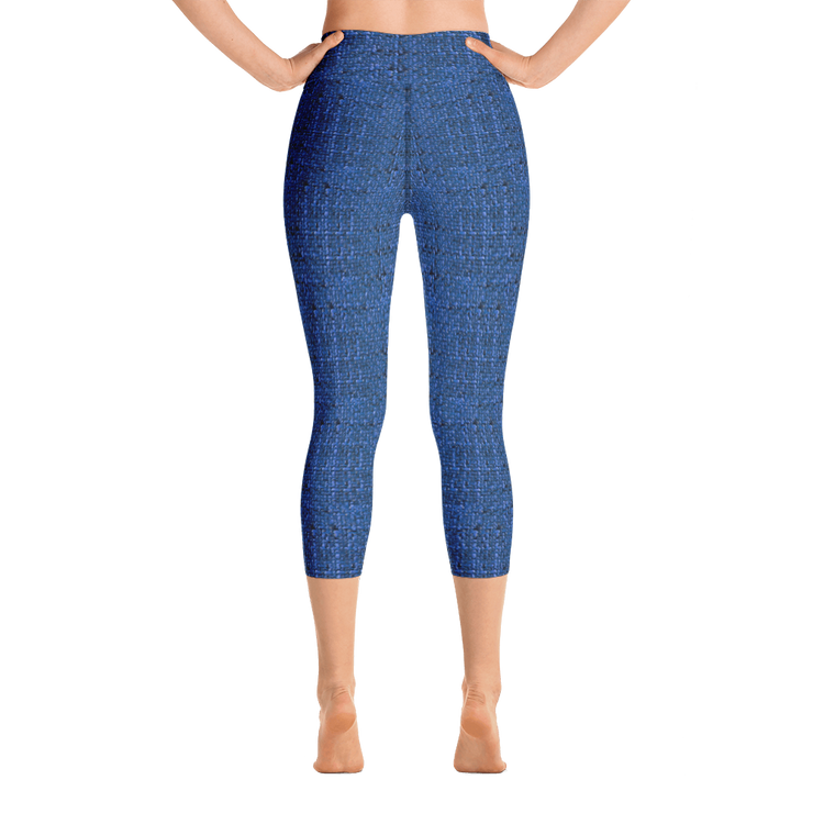 Blue Bouclé Capri Yoga Pants