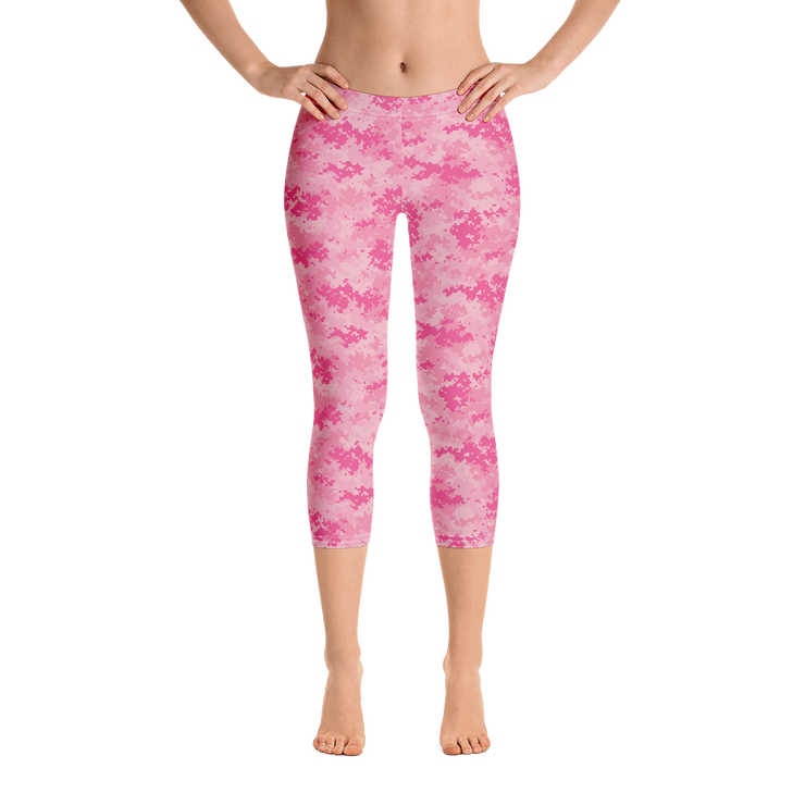 Pink Camo Pixel Capri Leggings