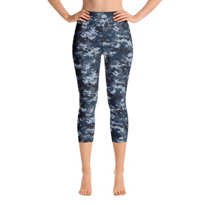 Blue Camo Pixel Capri Yoga Pants