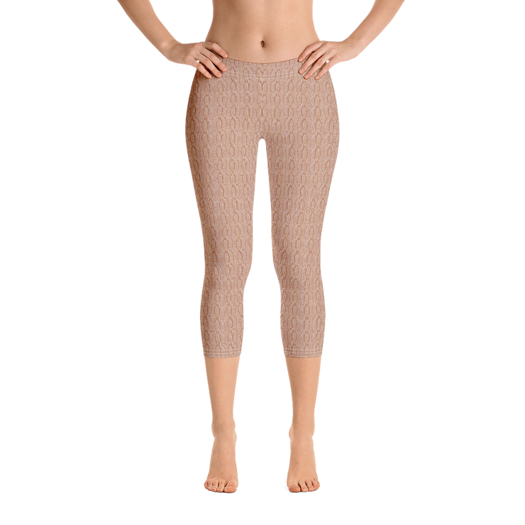 Peach Cable Knit Capri Leggings