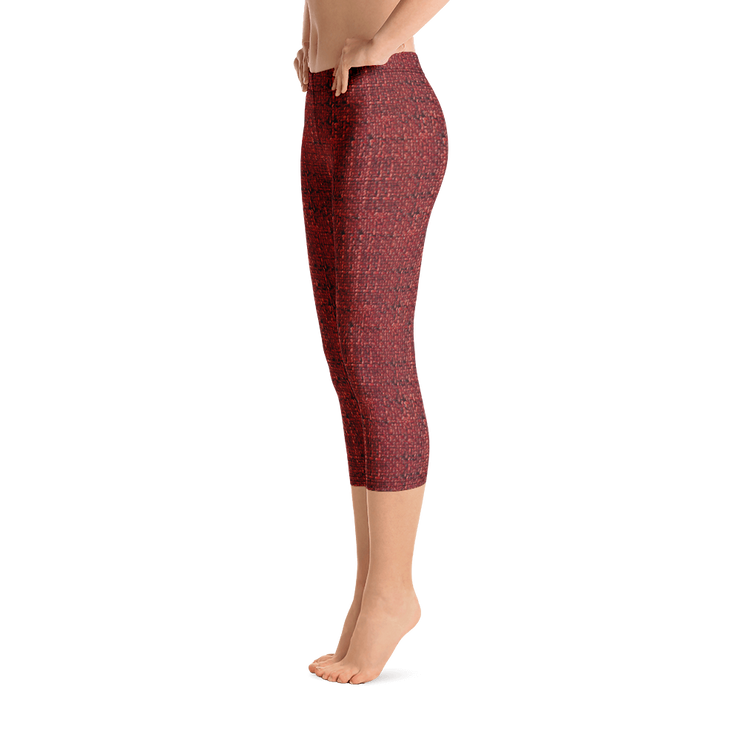 Red Bouclé Capri Leggings