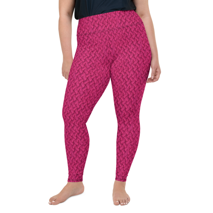 Magenta Lattice Knit Plus Size Leggings