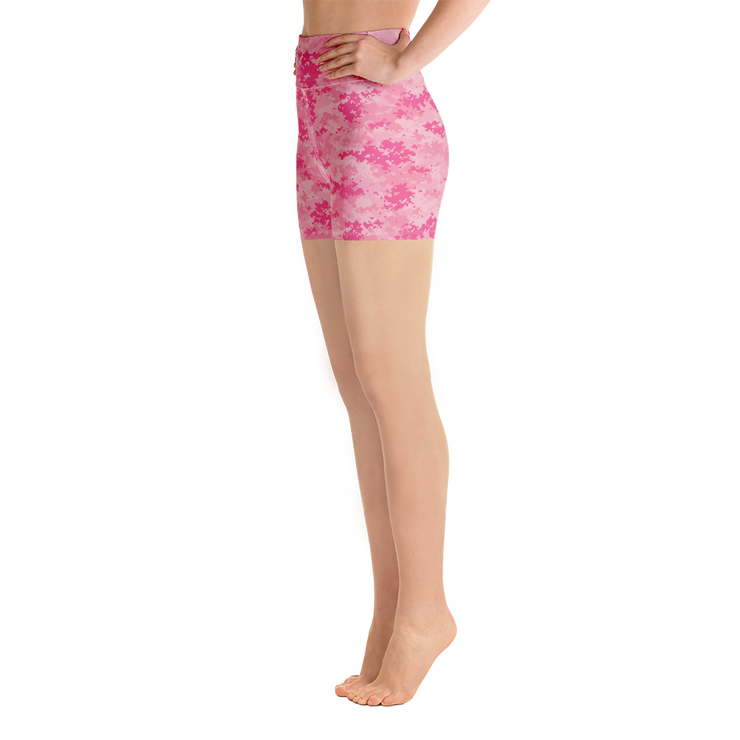 Pink Camo Pixel Yoga Shorts