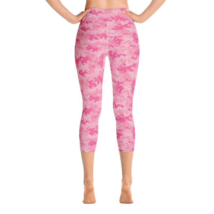 Pink Camo Pixel Capri Yoga Pants