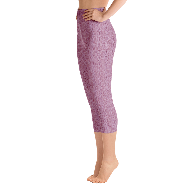 Pink Cable Knit Capri Yoga Pants