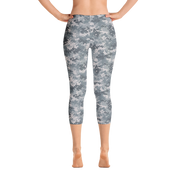 Grey Camo Pixel Capri Leggings