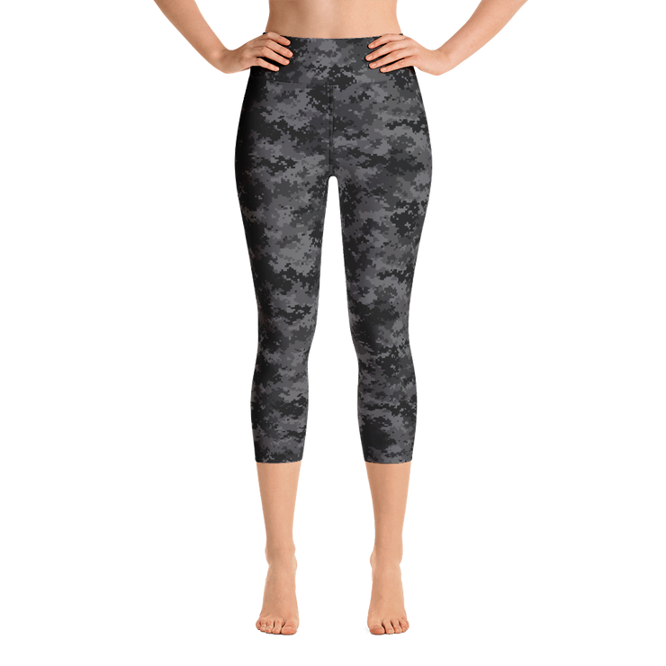 Black Camo Pixel Capri Yoga Pants