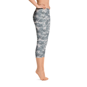 Grey Camo Pixel Capri Leggings