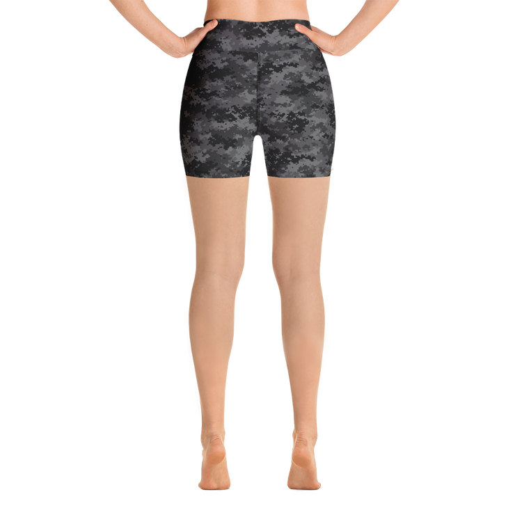 Black Camo Pixel Yoga Shorts