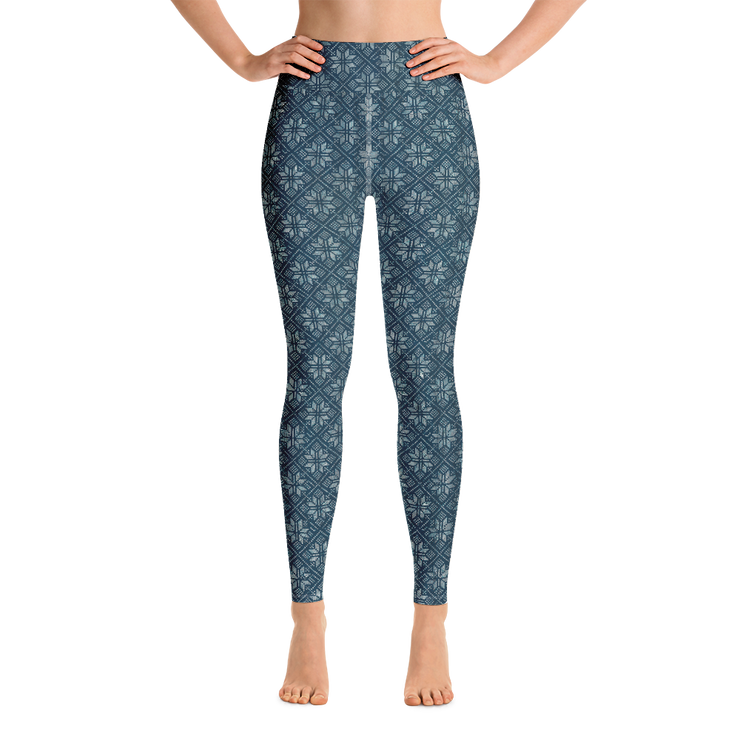 Navy Snowflake Yoga Pants