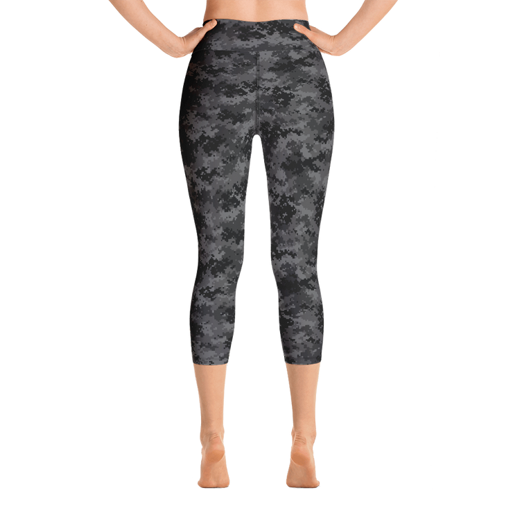 Black Camo Pixel Capri Yoga Pants