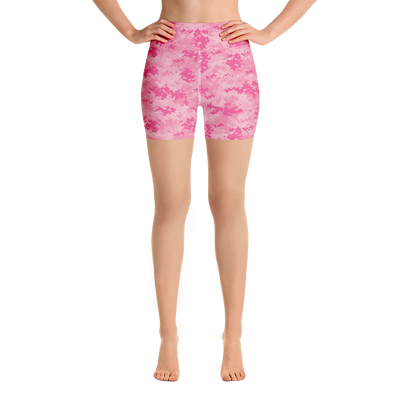 Pink Camo Pixel Yoga Shorts