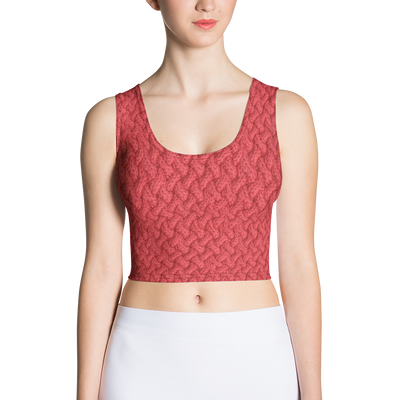 Red Lattice Knit Crop Top